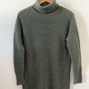 American Eagle Wool Blend Turtleneck Long Sweater In Olive Green Size L